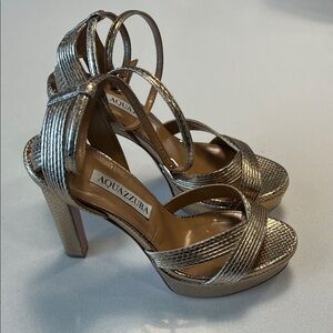 Aquazzura Metallic Champagne Strappy Heels